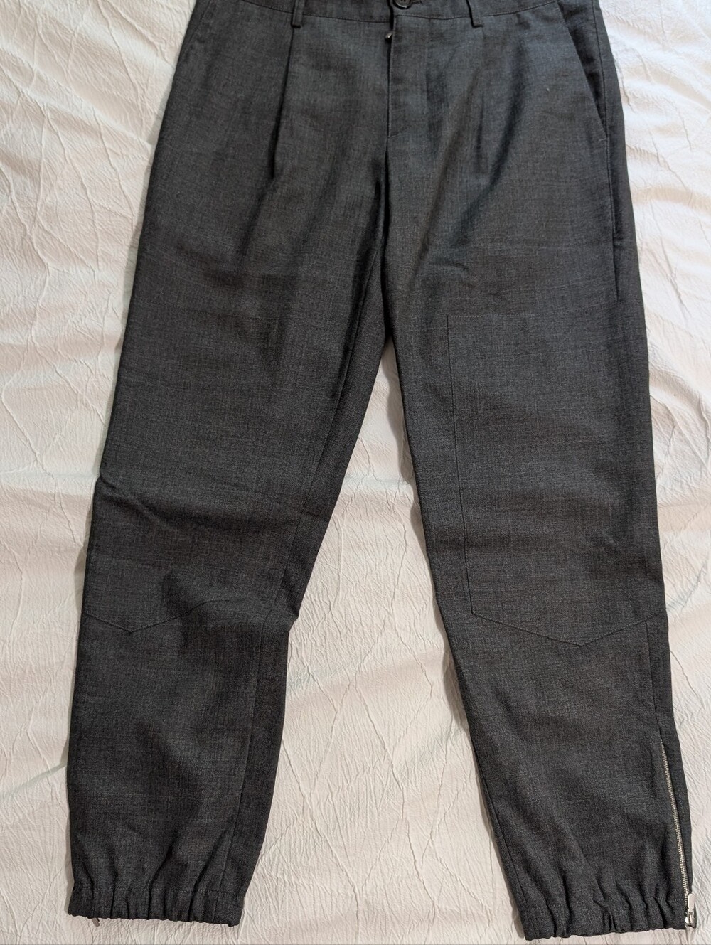 Brunello Cucinelli Men’s Wool Slacks – Size 50 – Charcoal Gray (Ankle Zips)